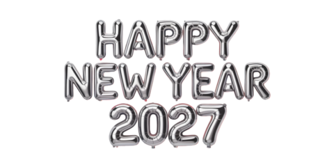 Silver balloons spell happy new year twenty seven image