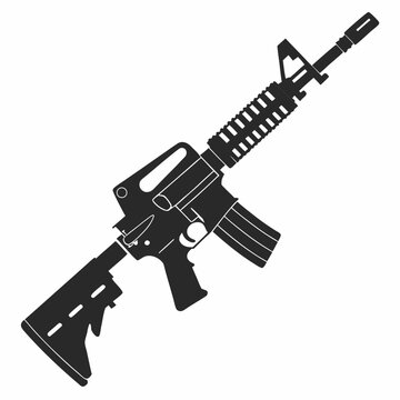 Black and White Silhouette of an M16 Assault Rifle