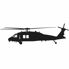 Black Silhouette of a Military Helicopter