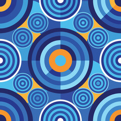 Seamless blue Bauhaus circle pattern background wallpaper