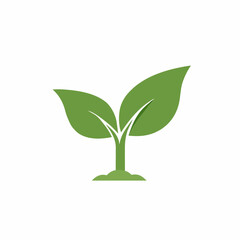 Simple Green Plant Sprout Logo Design