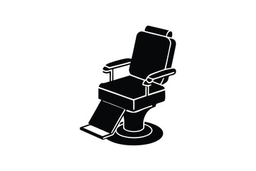 Silhouette design illustration of a traditional barber chair with lever controls.eps