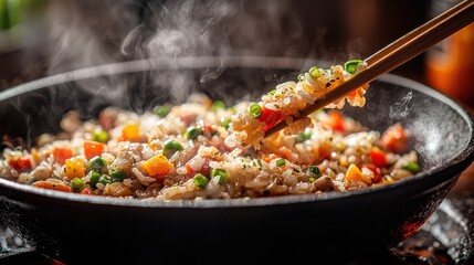 Delicious, hot, steaming fried rice