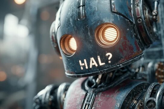 Robot hal ai machine learning artificial intelligence futuristic technology concept art