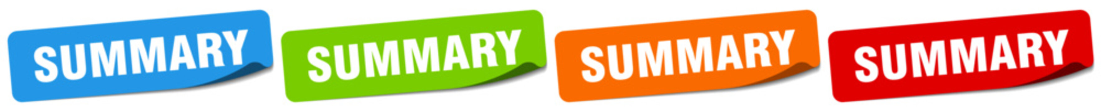 summary sticker. summary sticker set on white background