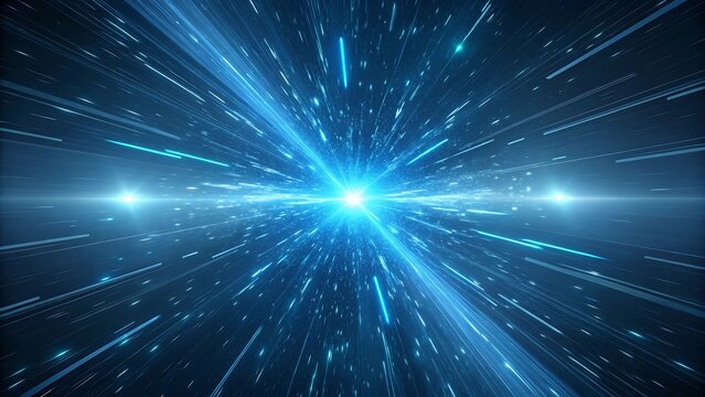 Hyperspace Warp Drive Tunnel with Blue Light Burst