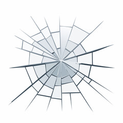Obraz premium Broken mirror surface with reflected shards and jagged cracks, illustrated in detailed clean vector style.