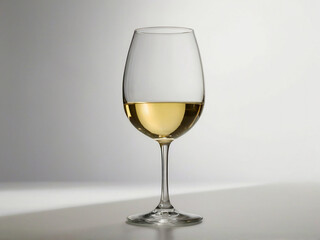 Clear glass filled with golden white wine beverage drink