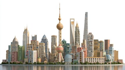 Obraz premium Stunning skyline view shanghai cityscape photography urban environment daylight modern architecture concept