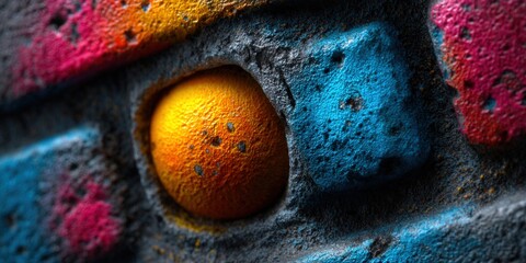 A close-up shot shows a colorful graffiti wall with vibrant details and textures.