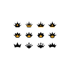  different jungle thorn crown icons set on white.