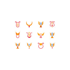 Obraz premium different magical harp string fragment icons set
