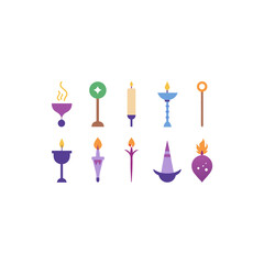  different magical incense holder icons set 