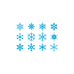 different magical snowflake icons set on white 