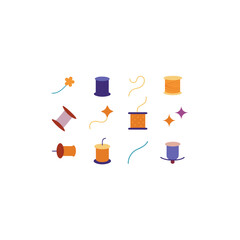 different magical thread spool icons set
