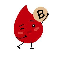 Cute Blood Drop Character with Blood Type B