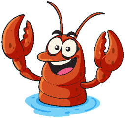 Cheerful Cartoon Lobster in Vibrant Colors