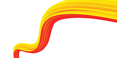 Abstract Yellow and Red Wave Design on a White Background