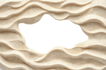 Natural sand texture forming border with copy space, isolated on transparent cutout background