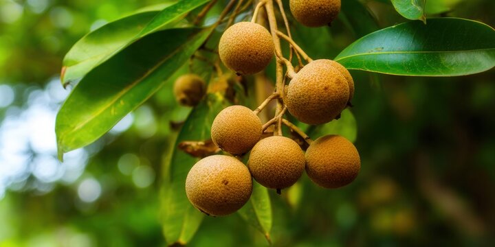Close-up of sapodilla fruits, showcasing the sweetness of this tropical fruit.