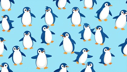 Obraz premium Illustrating the adorable and somewhat clumsy movements of young penguins 