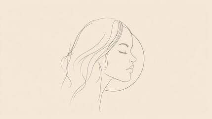 Elegant line drawing of a woman's profile, serene and peaceful