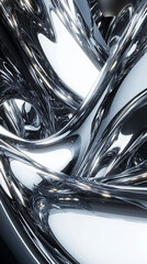 vertical composition of a sleek 3D metallic surface flowing