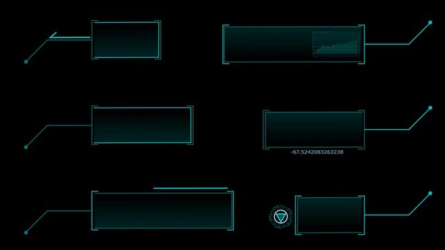 Callout futuristic hud animation digital blue tone six pack on the black screen