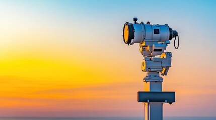 Telescope at sunset, vibrant colors