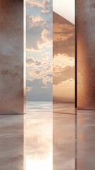 vertical composition of a sleek 3D metallic surface flowing