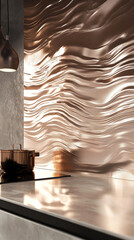 vertical composition of a sleek 3D metallic surface flowing