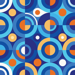 Seamless blue Bauhaus circle pattern background wallpaper