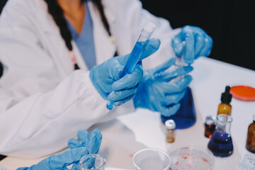 Modern Empty Science Laboratory With Microscopes, Test Tubes And Other Laboratory Equipments