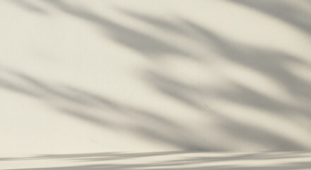 Obraz premium Elegant Wall with Plant Shadows A Tranquil Background for Nature-Inspired Designs and Serene Spaces