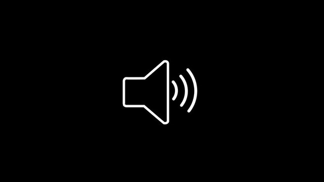 Speaker icon animated on, speaker volume animation, microphone, Volume, audio, noise, volume up, down, loud, sound wave, microphone, sound, voice, animated, HD motion design in black and white backgro