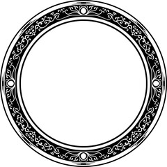 featuring a round frame design with ornaments