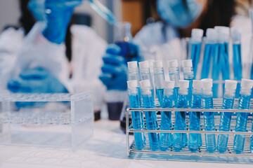 Modern Empty Science Laboratory With Microscopes, Test Tubes And Other Laboratory Equipments