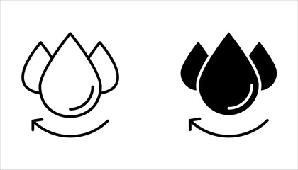 Waterproof icon set. Collection of water resistant signs, liquid proof protection. Shield with water drop. Anti wetting material, hydrophobic fabric, surface protection,  vector illustration on white 