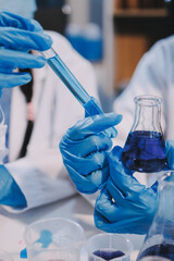 Modern Empty Science Laboratory With Microscopes, Test Tubes And Other Laboratory Equipments