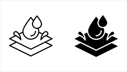 Waterproof icon set. Collection of water resistant signs, liquid proof protection. Shield with water drop. Anti wetting material, hydrophobic fabric, surface protection,  vector illustration on white 