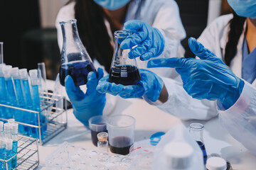Modern Empty Science Laboratory With Microscopes, Test Tubes And Other Laboratory Equipments