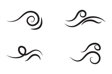 set of wind blowing icon, sea wave icon, wind blowing icon whtie background.