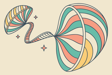 Colorful 3D gradient coils with layered shadows creating depth and fluid motion in modern flat illustration style.