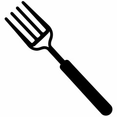 Simple Black Fork Icon on White Background for Food Dining and Culinary Designs