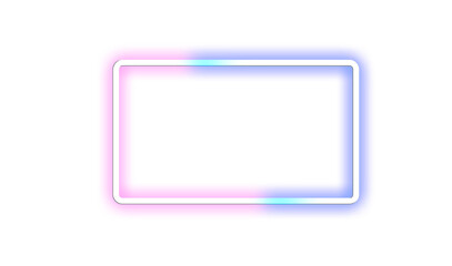 Transparent neon square rectangle  frame.Glowing neon light template design.