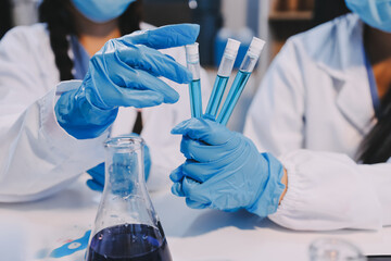 Modern Empty Science Laboratory With Microscopes, Test Tubes And Other Laboratory Equipments
