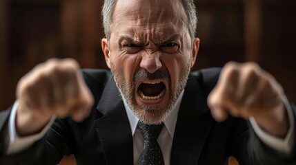 Frustrated Businessman Shouting Office Setting
