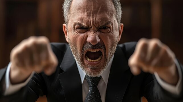 Frustrated Businessman Shouting Office Setting