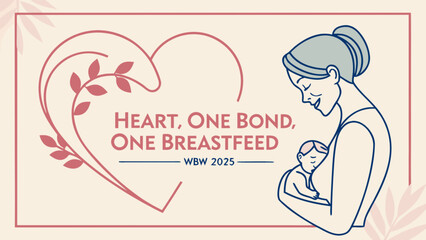 Breastfeeding awareness heart bond illustration for world breastfeeding week campaign and support 2025