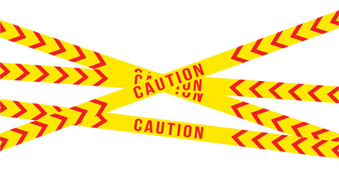 Under construction and under maintenance warning tape. Set of yellow and red striped barricade tapes for restricted areas. Danger and safety caution line vector illustration in eps 10.